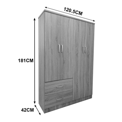 Four-door wardrobe with 2 drawers Athos in white color 120.5x42x181cm
