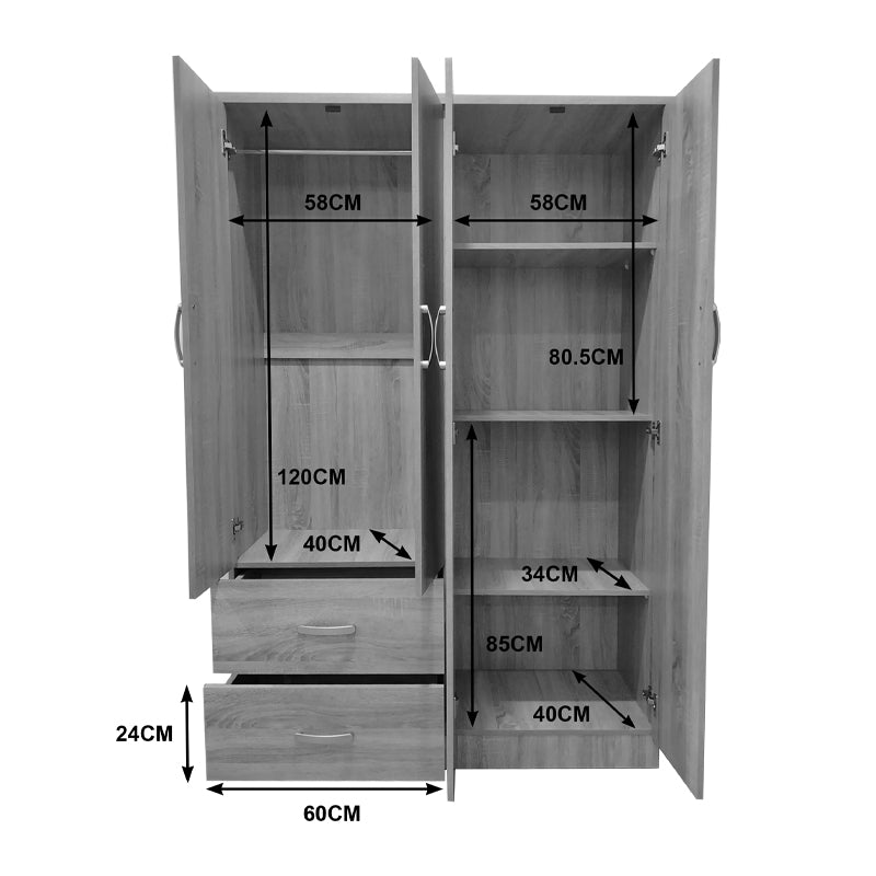 Four-door wardrobe with 2 drawers Athos in white color 120.5x42x181cm