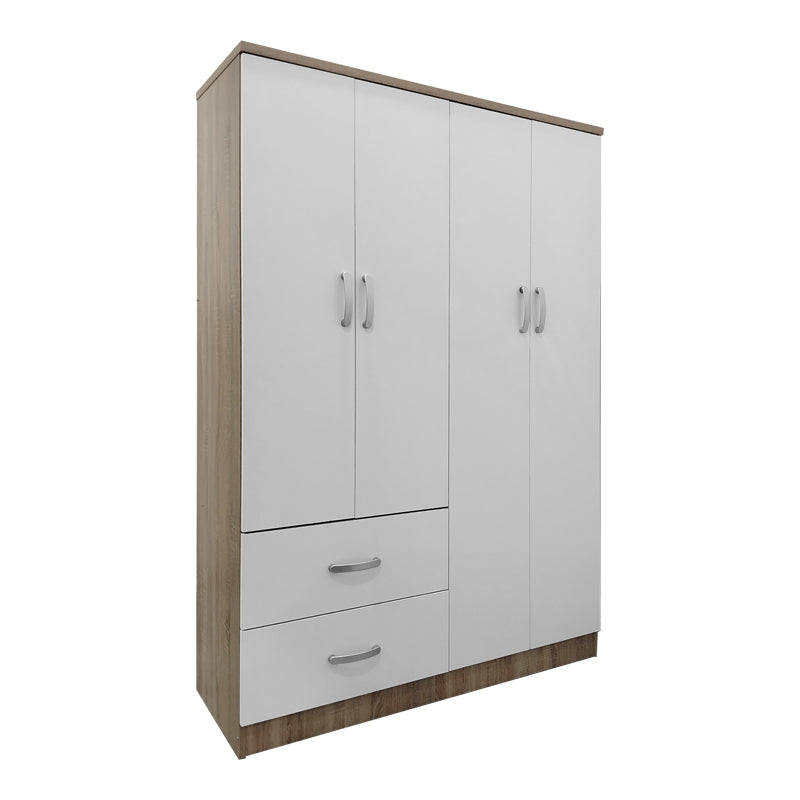 Four-door wardrobe with 2 drawers Athos pakoworld in sonoma-white color 120.5x42x181cm