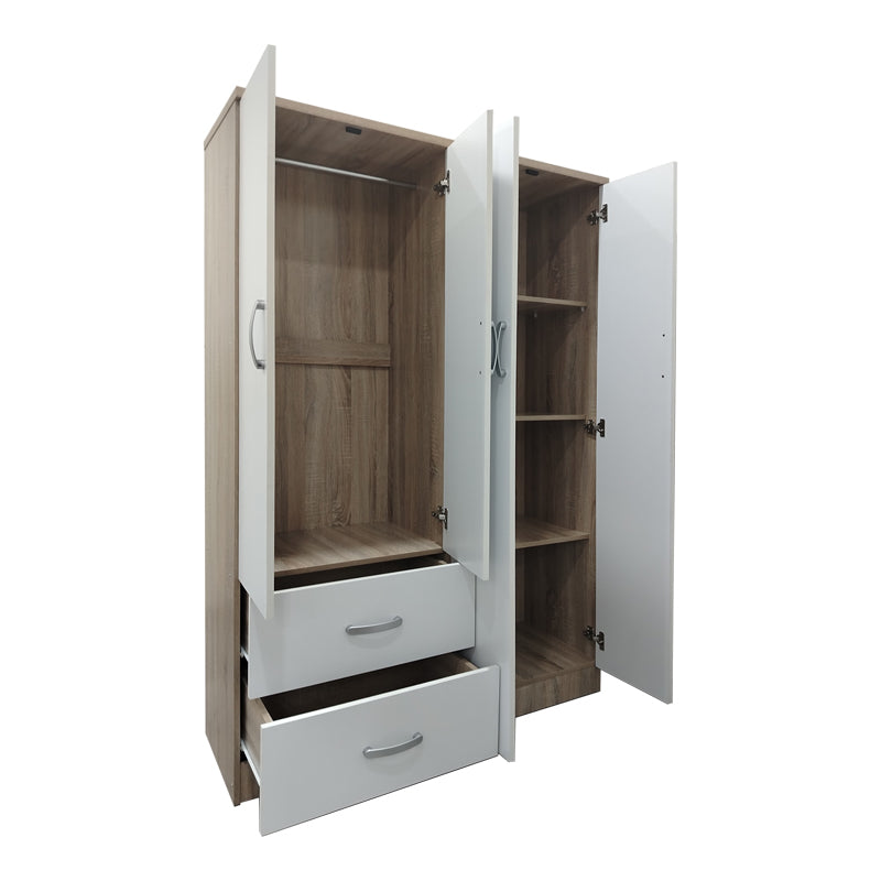 Four-door wardrobe with 2 drawers Athos pakoworld in sonoma-white color 120.5x42x181cm