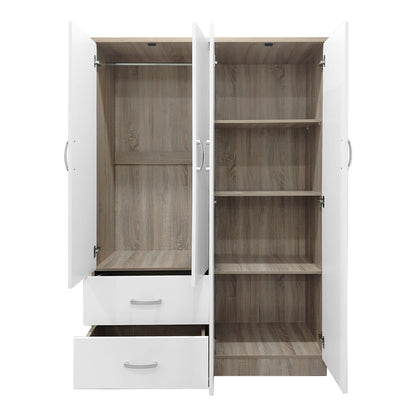 Four-door wardrobe with 2 drawers Athos pakoworld in sonoma-white color 120.5x42x181cm
