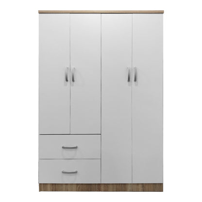 Four-door wardrobe with 2 drawers Athos pakoworld in sonoma-white color 120.5x42x181cm