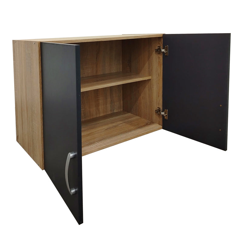 Two-door wardrobe loft Athos pakoworld in sonoma-dark grey color 80x42x60cm
