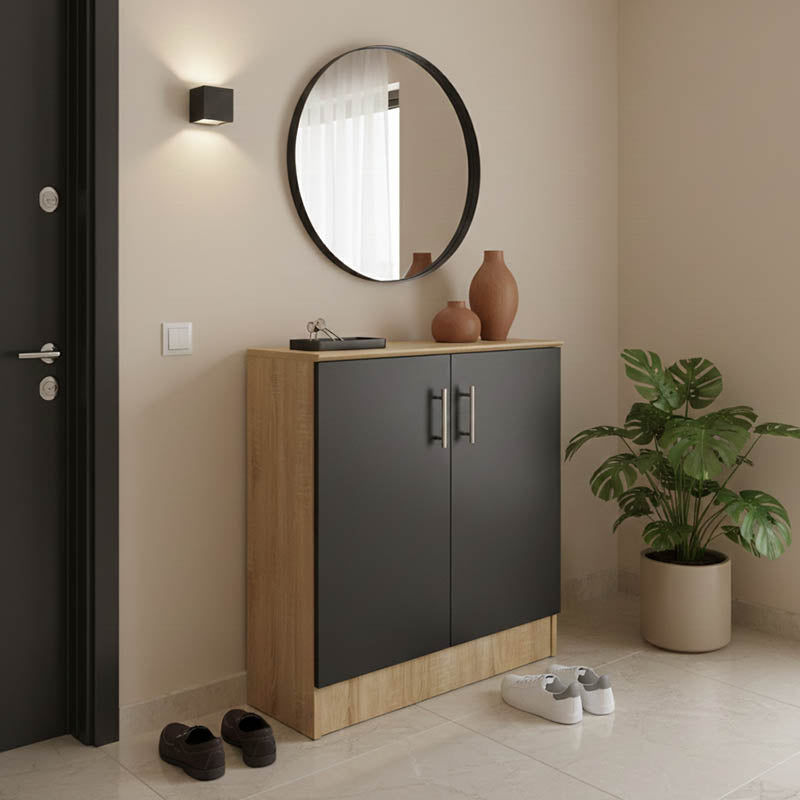 Shoe cabinet for 6 pairs of shows Souken in sonoma-dark grey color 60x40x80cm