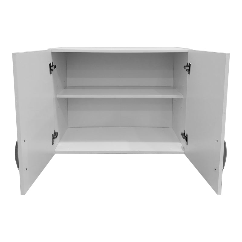 Two-door wardrobe with 2 drawers and loft Athos pakoworld in white color 80x42x240cm
