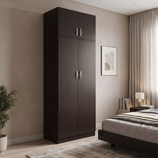 Two-door wardrobe with loft Athos in wenge color 80x42x240cm