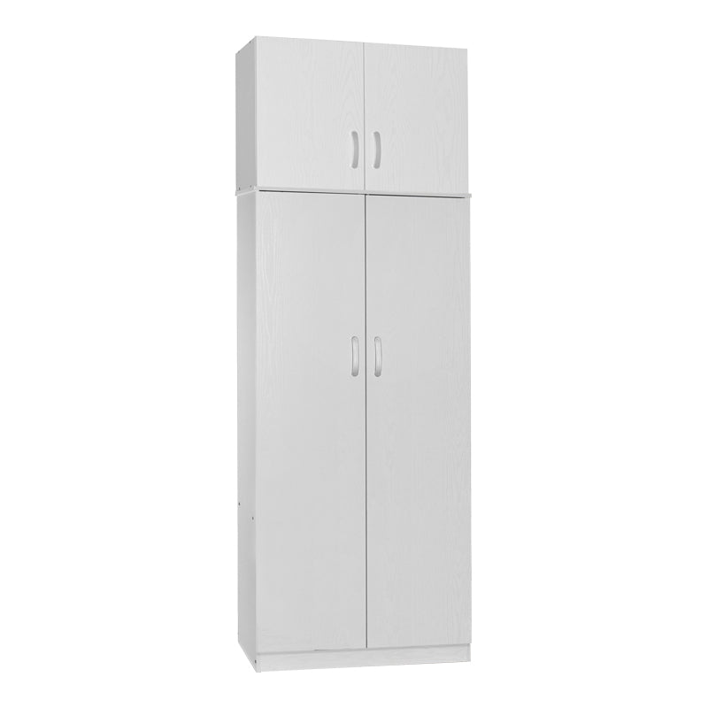 Two-door wardrobe with loft Athos in white color 80x42x240cm