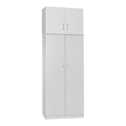 Two-door wardrobe with loft Athos in white color 80x42x240cm