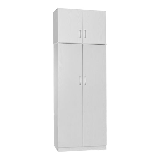 Two-door wardrobe with loft Athos in white color 80x42x240cm