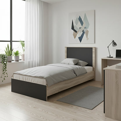 Athos bed in sonoma-anthracite shade 90x190cm