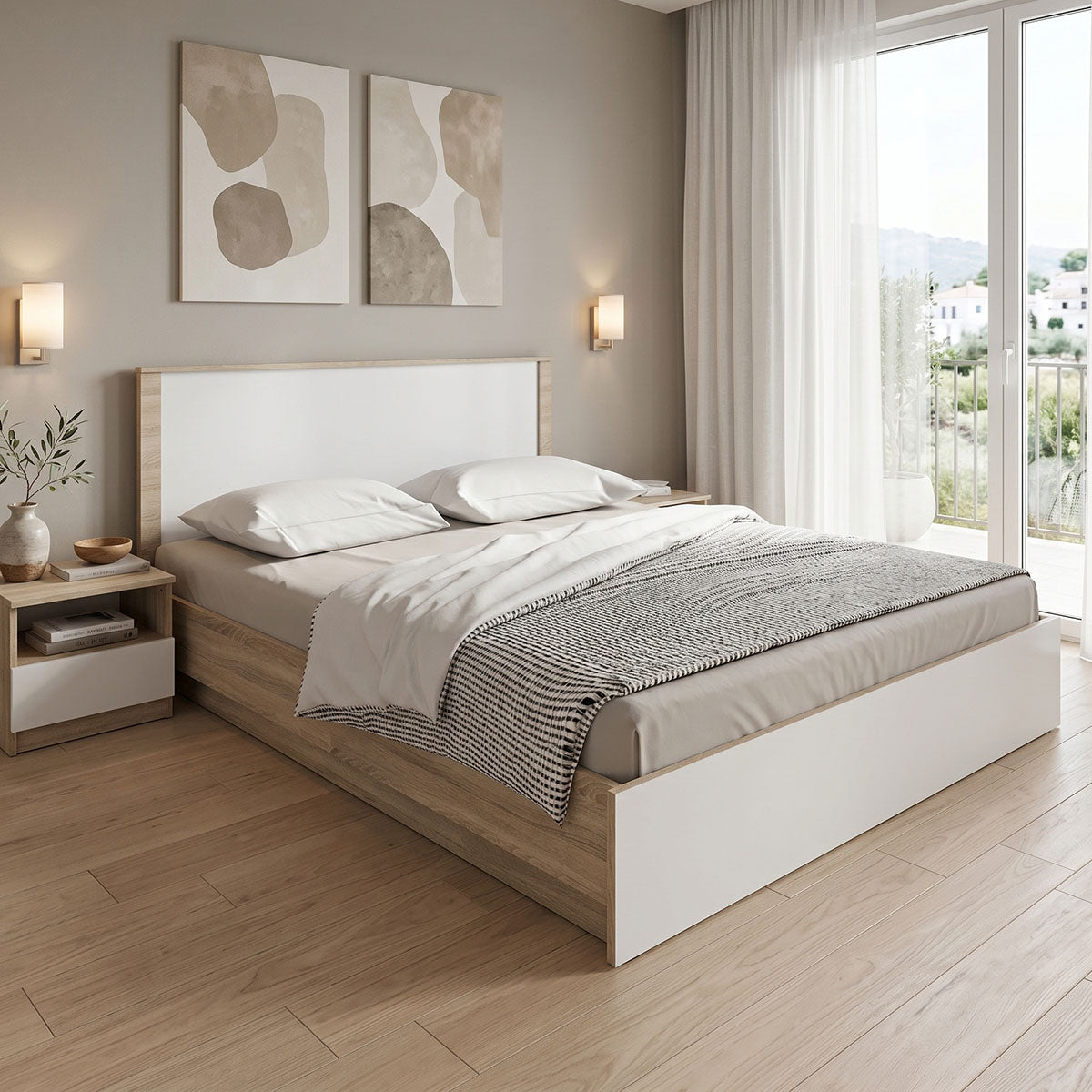 Athos bed in sonoma -white shade 160x200 cm