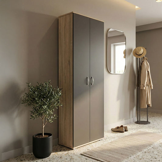 Shoe rack-wardrobe Racka sonoma-anthracite 58x34x186cm