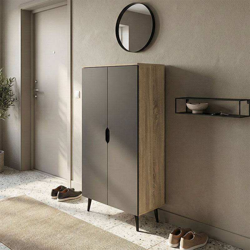 Oufelia shoe cabinet sonoma-anthracite 60x32.5x134.5cm