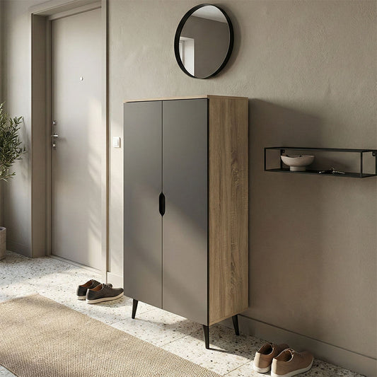 Oufelia shoe cabinet sonoma-anthracite 60x32.5x134.5cm