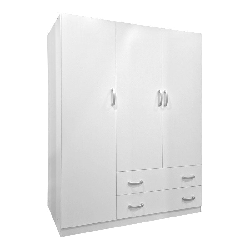 Three-leaf wardrobe with 2 drawers Alvia pakoworld white 150x51x180cm