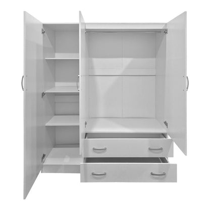 Three-leaf wardrobe with 2 drawers Alvia pakoworld white 150x51x180cm