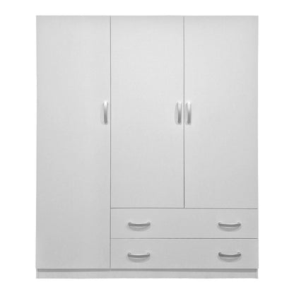 Three-leaf wardrobe with 2 drawers Alvia pakoworld white 150x51x180cm