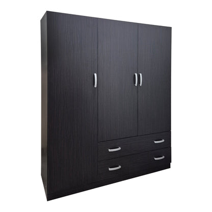 Three-leaf wardrobe with 2 drawers Alvia pakoworld wenge150x51x180cm