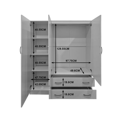 Three-leaf wardrobe with 2 drawers Alvia pakoworld wenge150x51x180cm