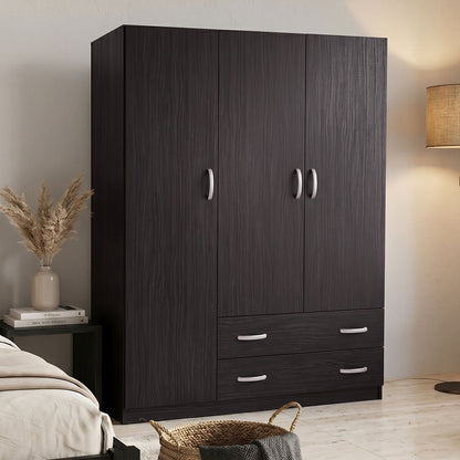 Three-leaf wardrobe with 2 drawers Alvia pakoworld wenge150x51x180cm