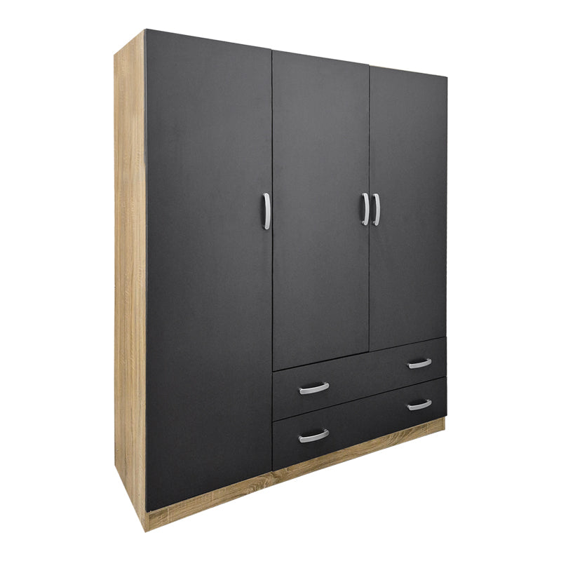 Three-leaf wardrobe with 2 drawers Alvia pakoworld sonoma-anthracite 150x51x180cm
