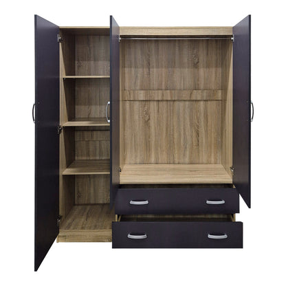 Three-leaf wardrobe with 2 drawers Alvia pakoworld sonoma-anthracite 150x51x180cm