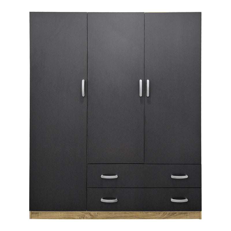 Three-leaf wardrobe with 2 drawers Alvia pakoworld sonoma-anthracite 150x51x180cm