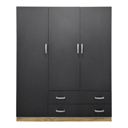 Three-leaf wardrobe with 2 drawers Alvia pakoworld sonoma-anthracite 150x51x180cm