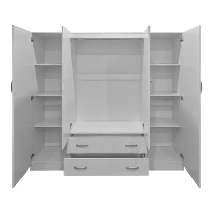 Four-leaf wardrobe with 2 drawers Alvia pakoworld white 200x51x180cm