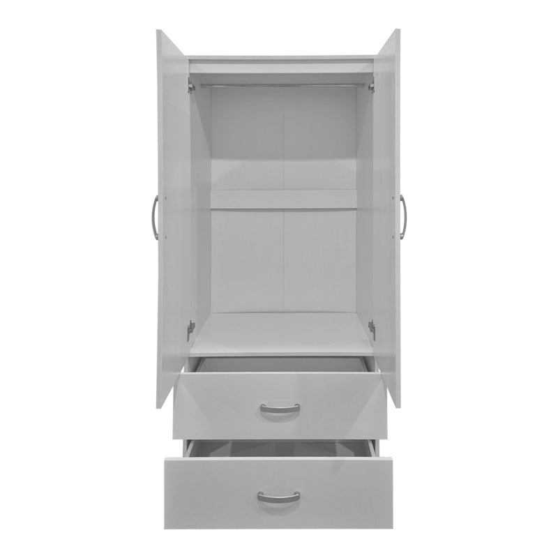 Double-leaf wardrobe with 2 drawers Alvia pakoworld white 80x51.5x180cm