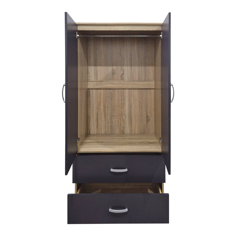 Double-leaf wardrobe with 2 drawers Alvia pakoworld sonoma-anthracite 80x51.5x180cm