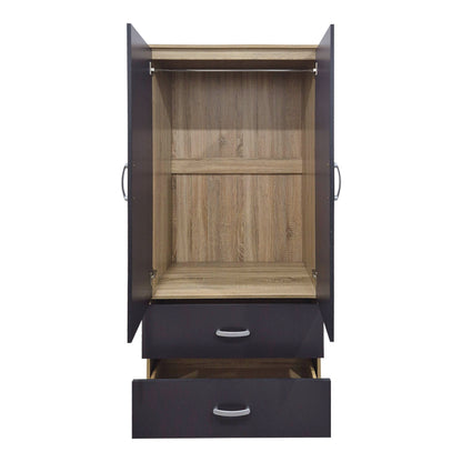 Double-leaf wardrobe with 2 drawers Alvia pakoworld sonoma-anthracite 80x51.5x180cm