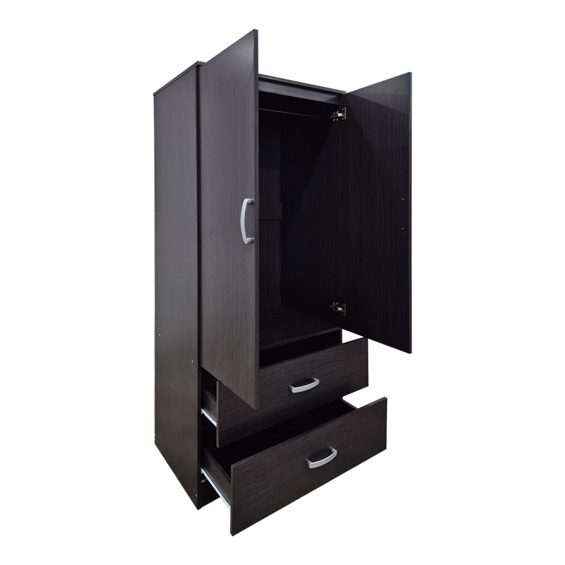 Double-leaf wardrobe with 2 drawers Alvia wenge 80x51.5x180cm