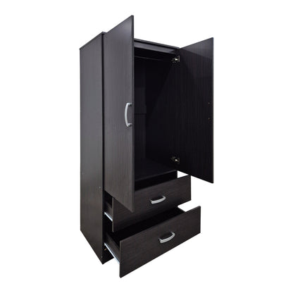 Double-leaf wardrobe with 2 drawers Alvia wenge 80x51.5x180cm