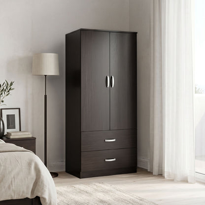 Double-leaf wardrobe with 2 drawers Alvia wenge 80x51.5x180cm