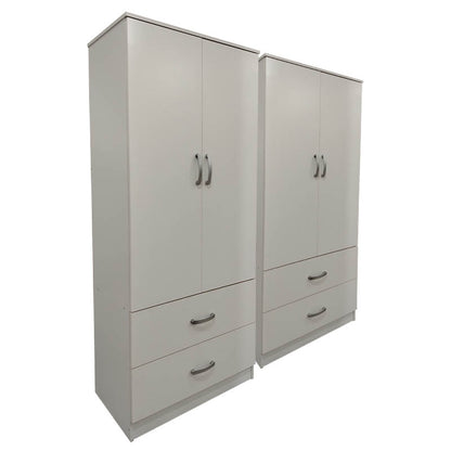 Four-leaf wardrobe with drawers Athos pakoworld white 160x42x180cm