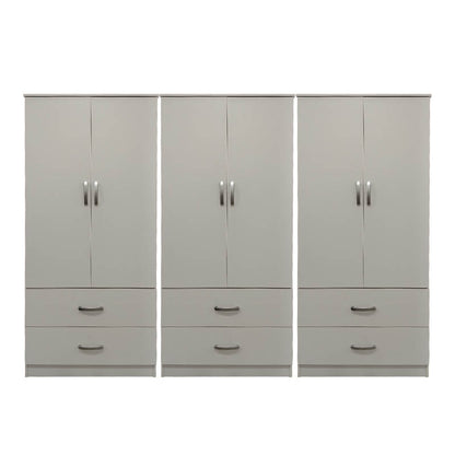 Six-leaf wardrobe with drawers Athos pakoworld white 240x42x180cm