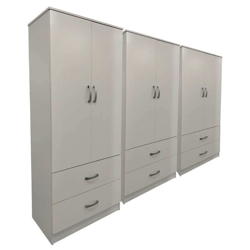 Six-leaf wardrobe with drawers Athos pakoworld white 240x42x180cm