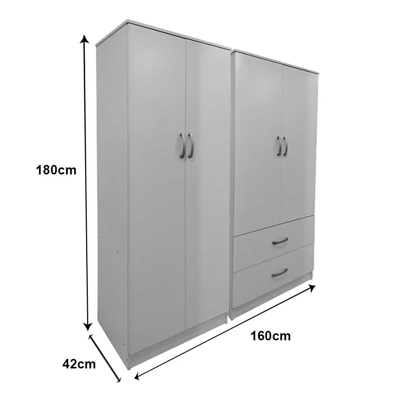Four-leaf wardrobe Athos white 160x42x180cm