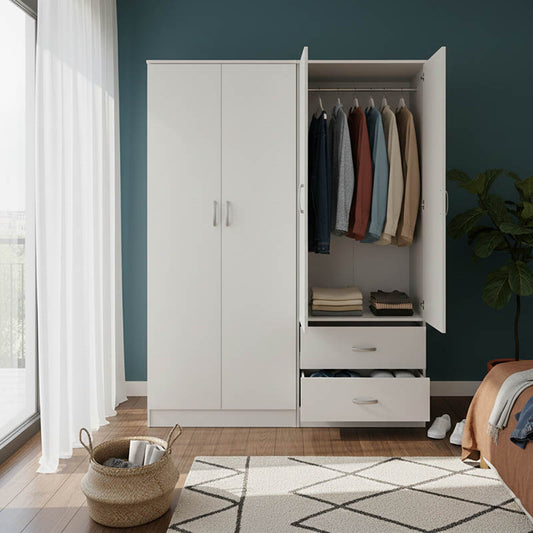 Four-leaf wardrobe Athos white 160x42x180cm