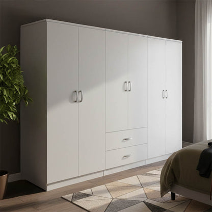 Athos I six-door wardrobe white 240x42x180cm