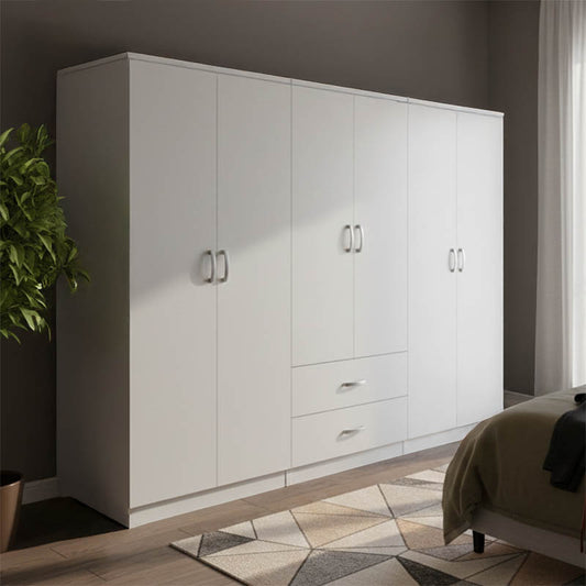 Athos I six-door wardrobe white 240x42x180cm