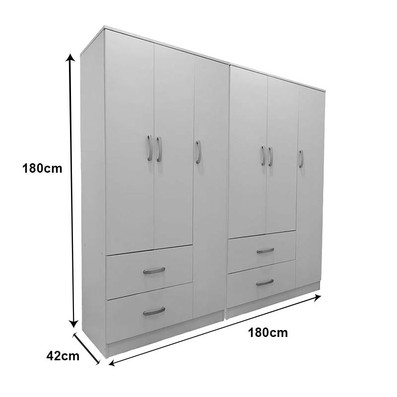 Athos pakoworld six-door wardrobe white 180x42x180cm