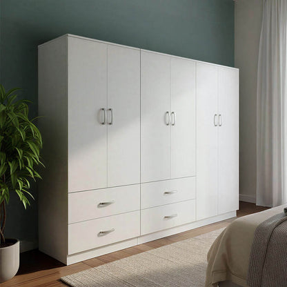 Athos pakoworld six-door wardrobe white 200.5x42x180cm
