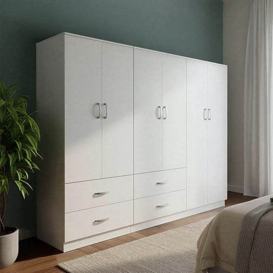 Athos six-door wardrobe white 200.5x42x180cm