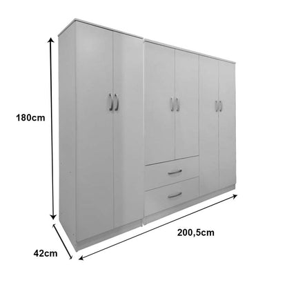 Athos Ι six-door wardrobe white 200.5x42x180cm