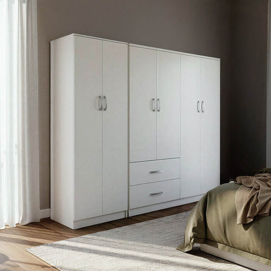 Athos Ι six-door wardrobe white 200.5x42x180cm