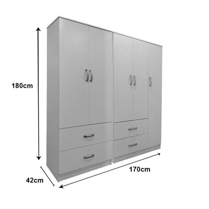 Athos pakoworld five-door wardrobe white 170x42x180cm