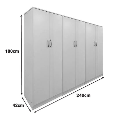 Athos II six-door wardrobe white 240x42x180cm