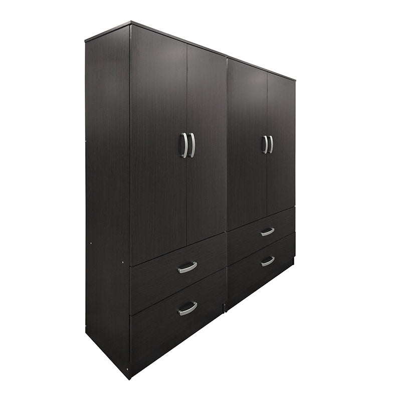 Four-leaf wardrobe with drawers Athos pakoworld wenge 160x42x180cm